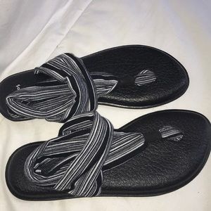 White & Black Sanuk Yoga Sling Sandals